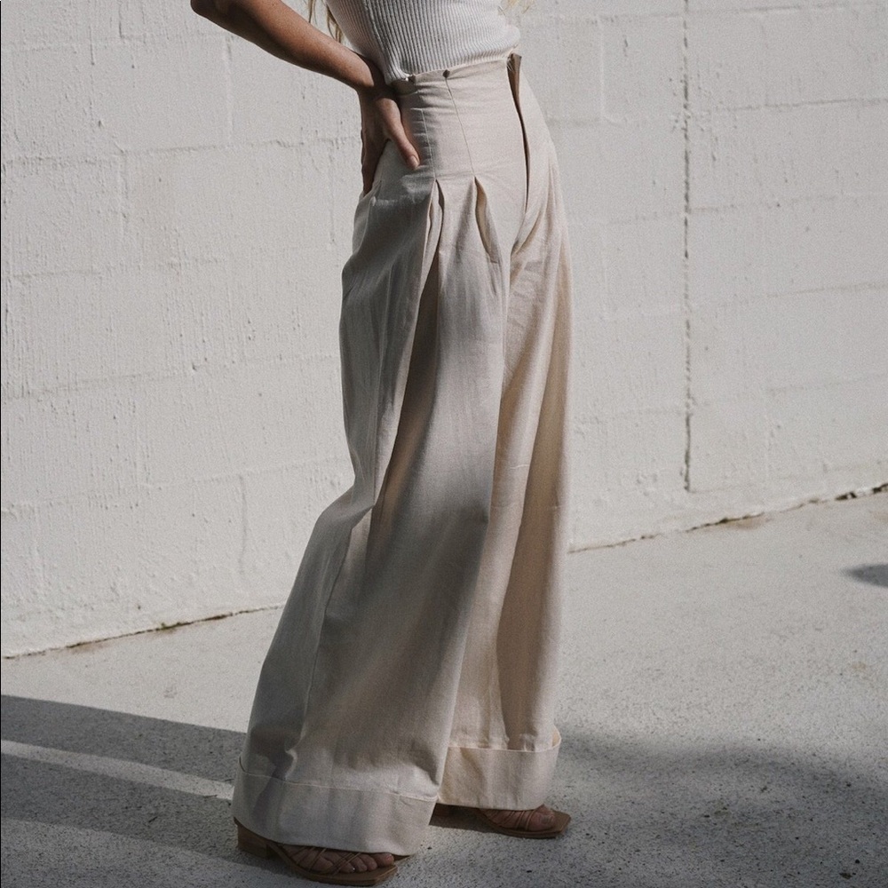 St. Agni Lise Linen Trouser Pant Sz L